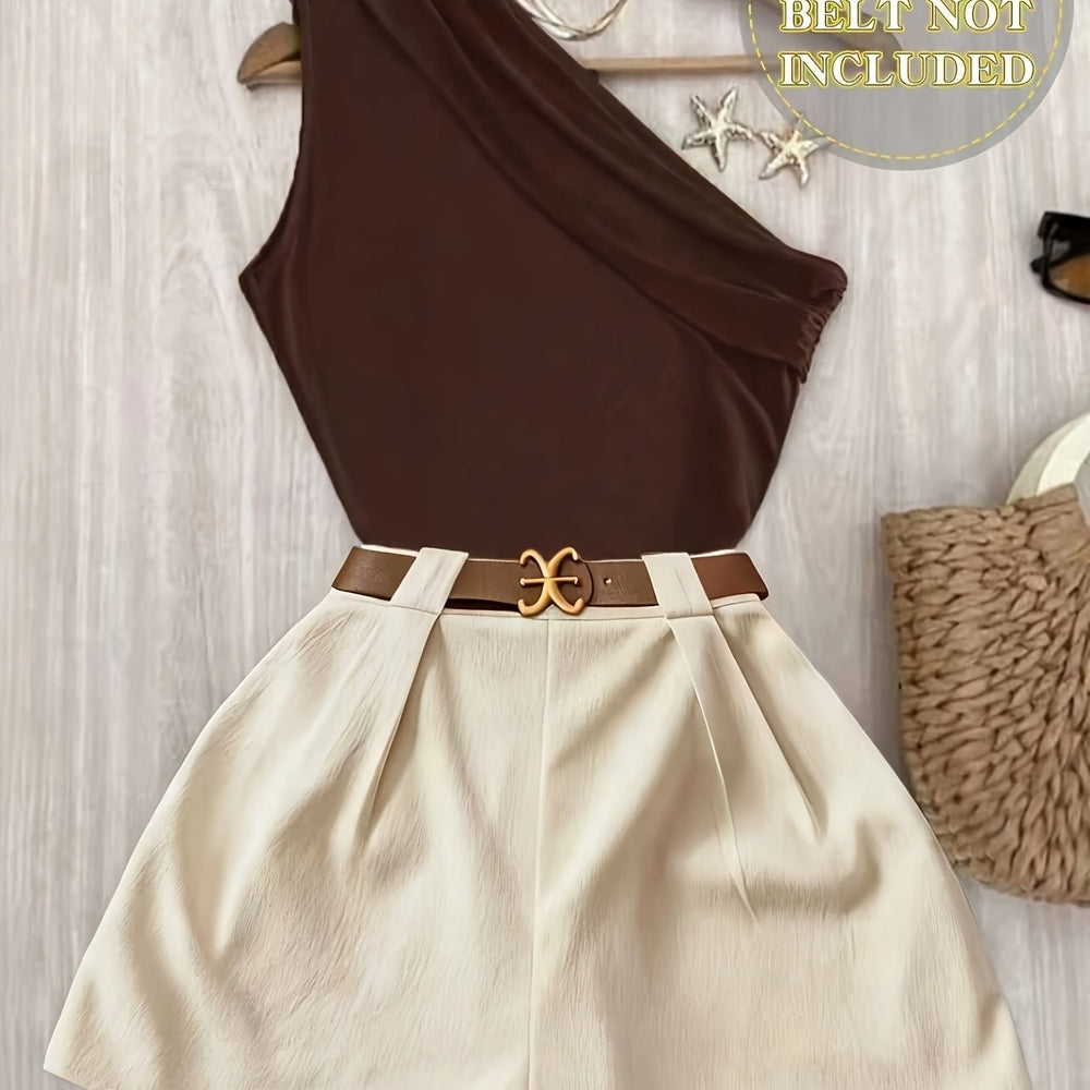Pleated One-Shoulder Set