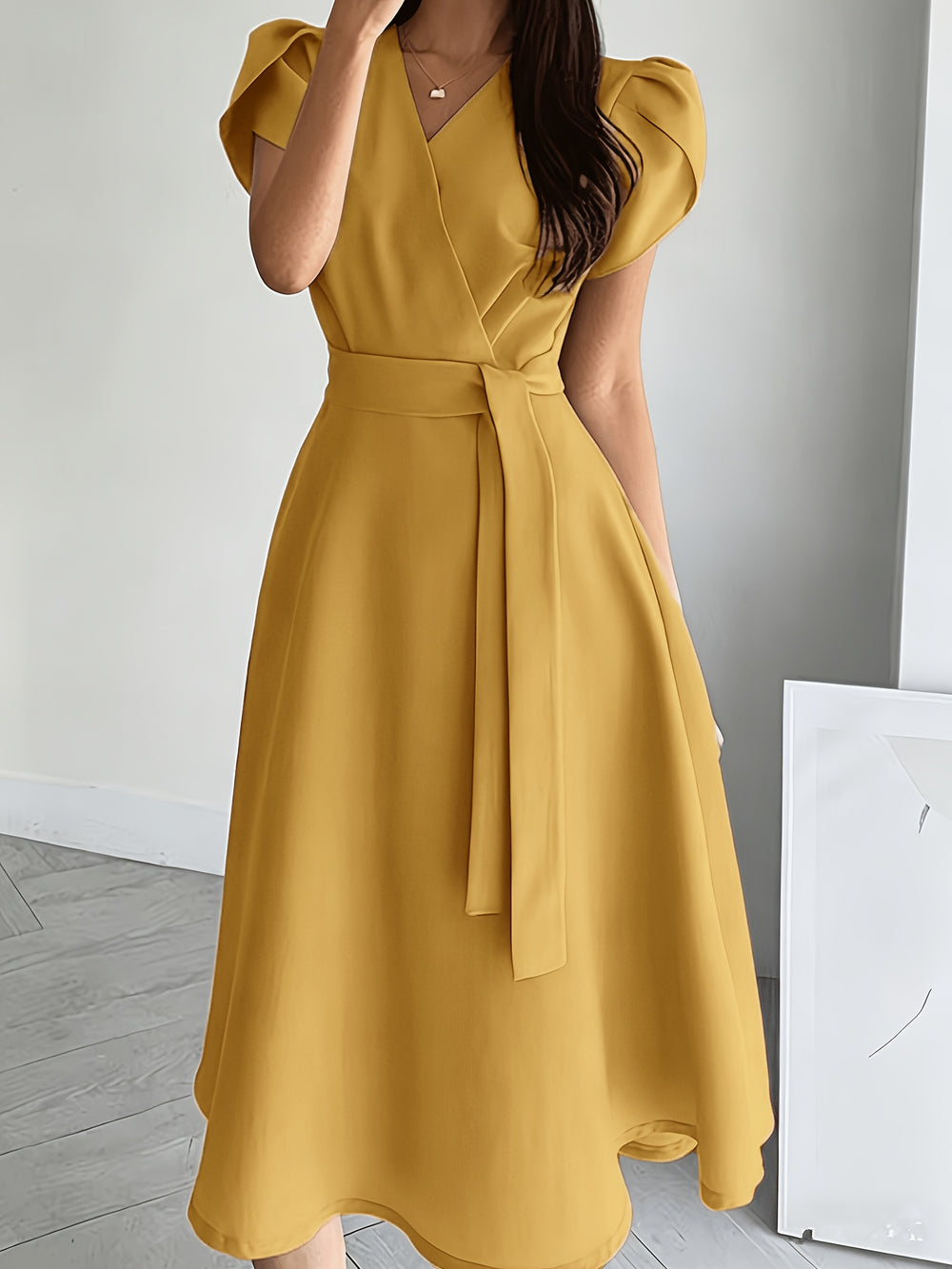 Women's Puff Sleeve Midi Dress
