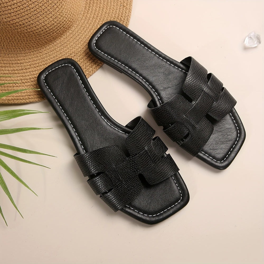 Embossed Flat Sandals