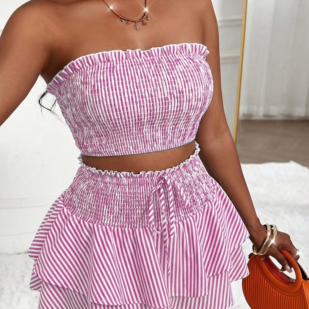 Striped Camisole & Skirt Set