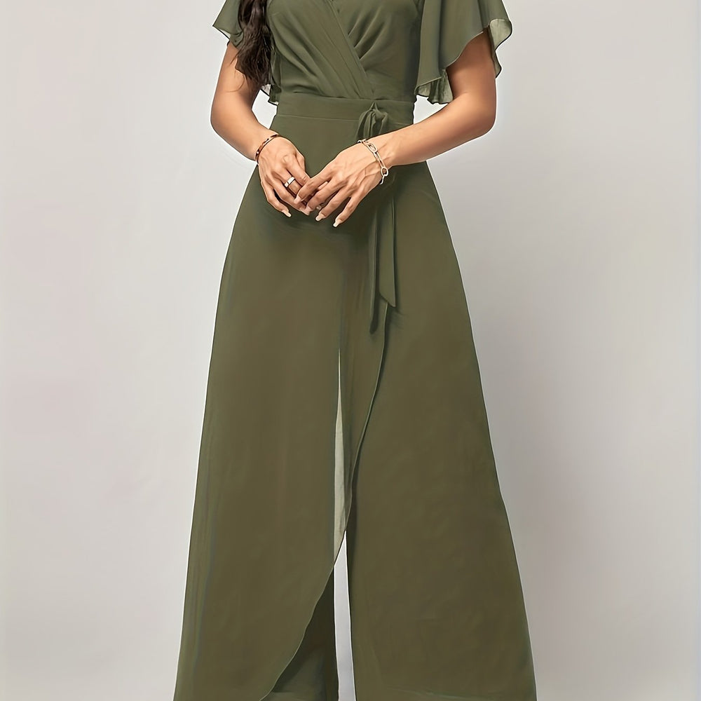 Butterfly Sleeve Tie-Front Jumpsuit