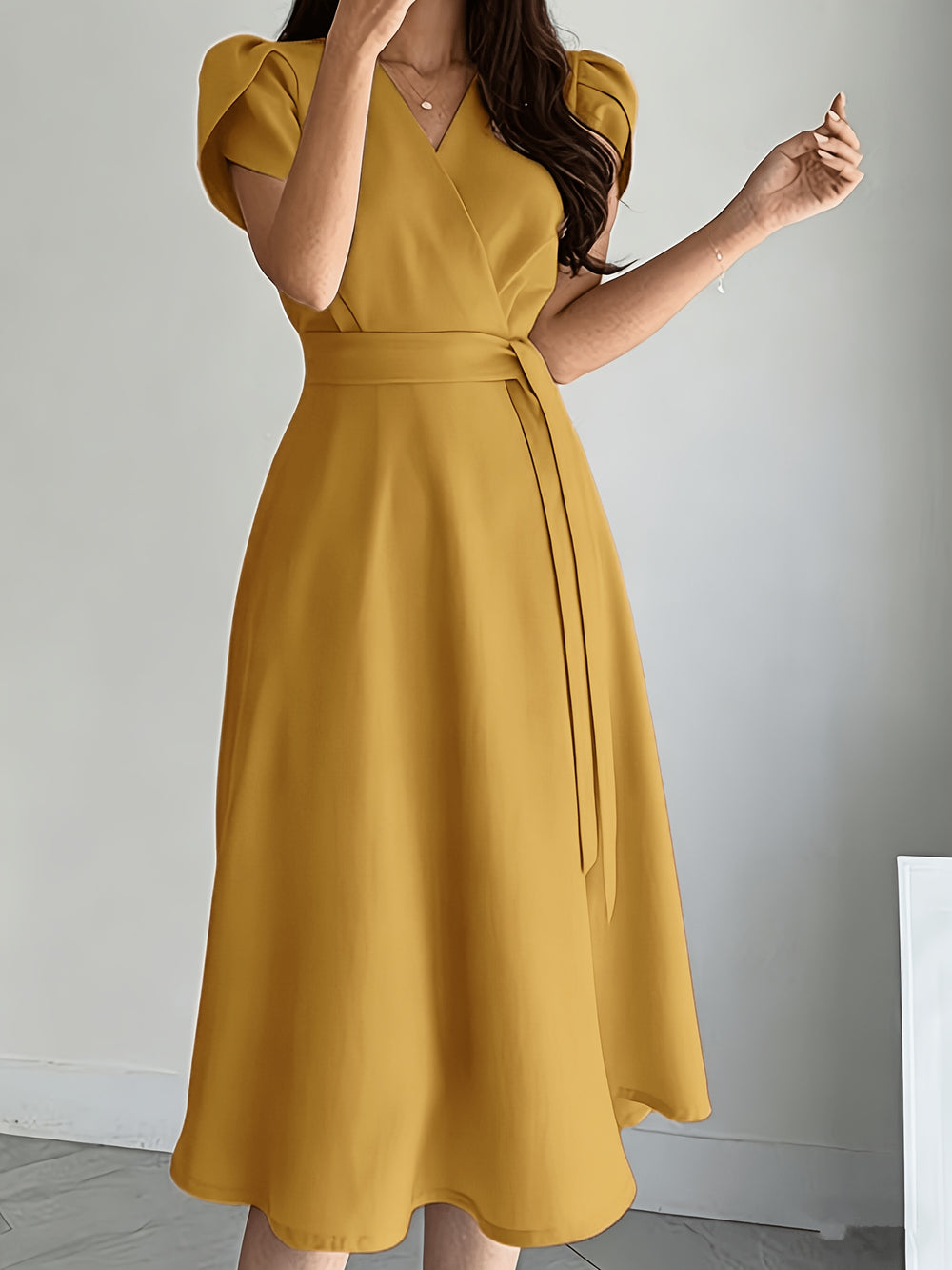 Women's Puff Sleeve Midi Dress