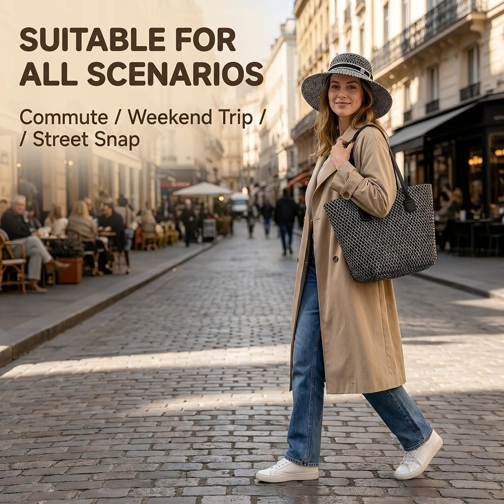Straw Tote Bag & Sun Hat Set