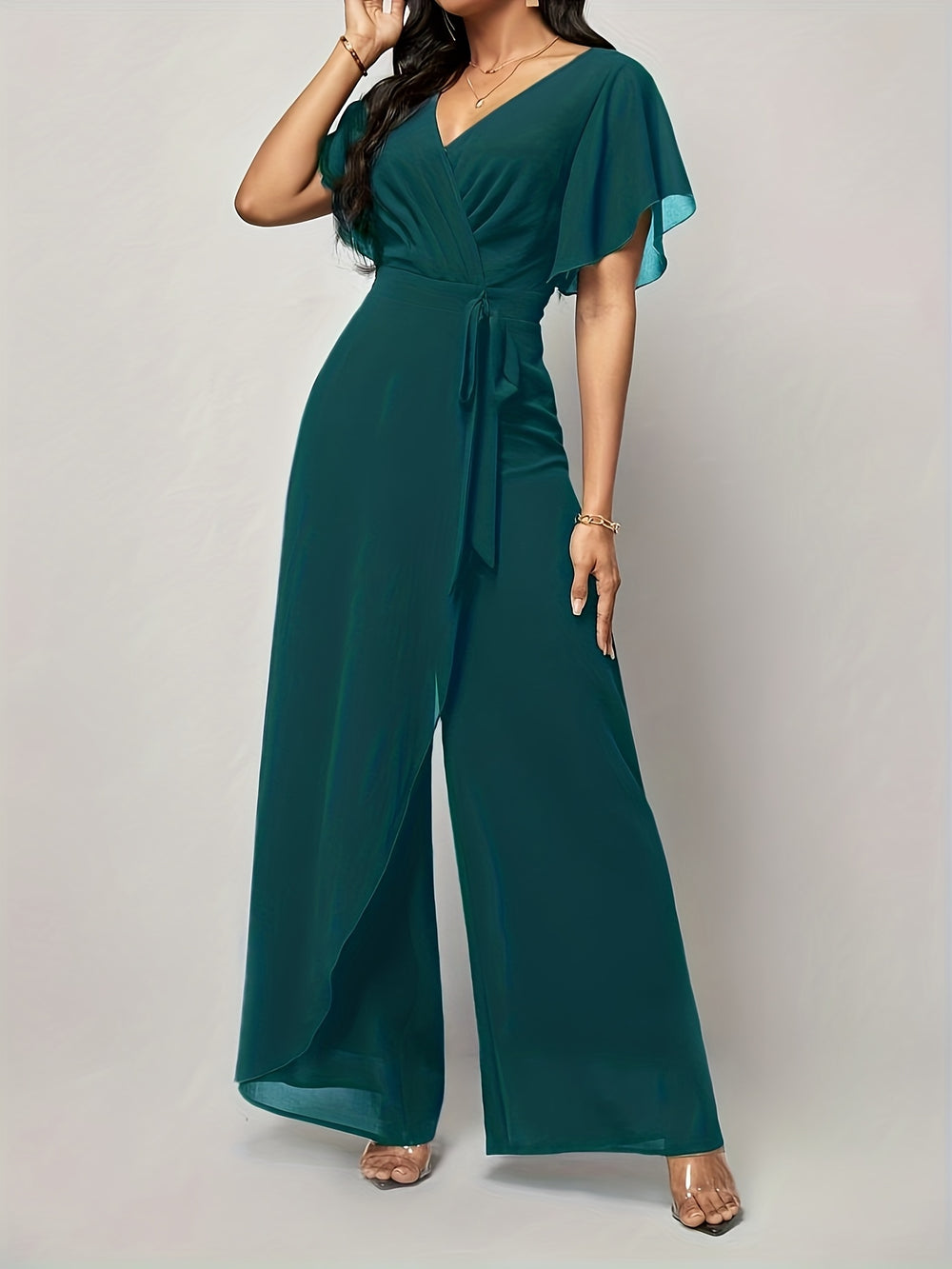 Butterfly Sleeve Tie-Front Jumpsuit