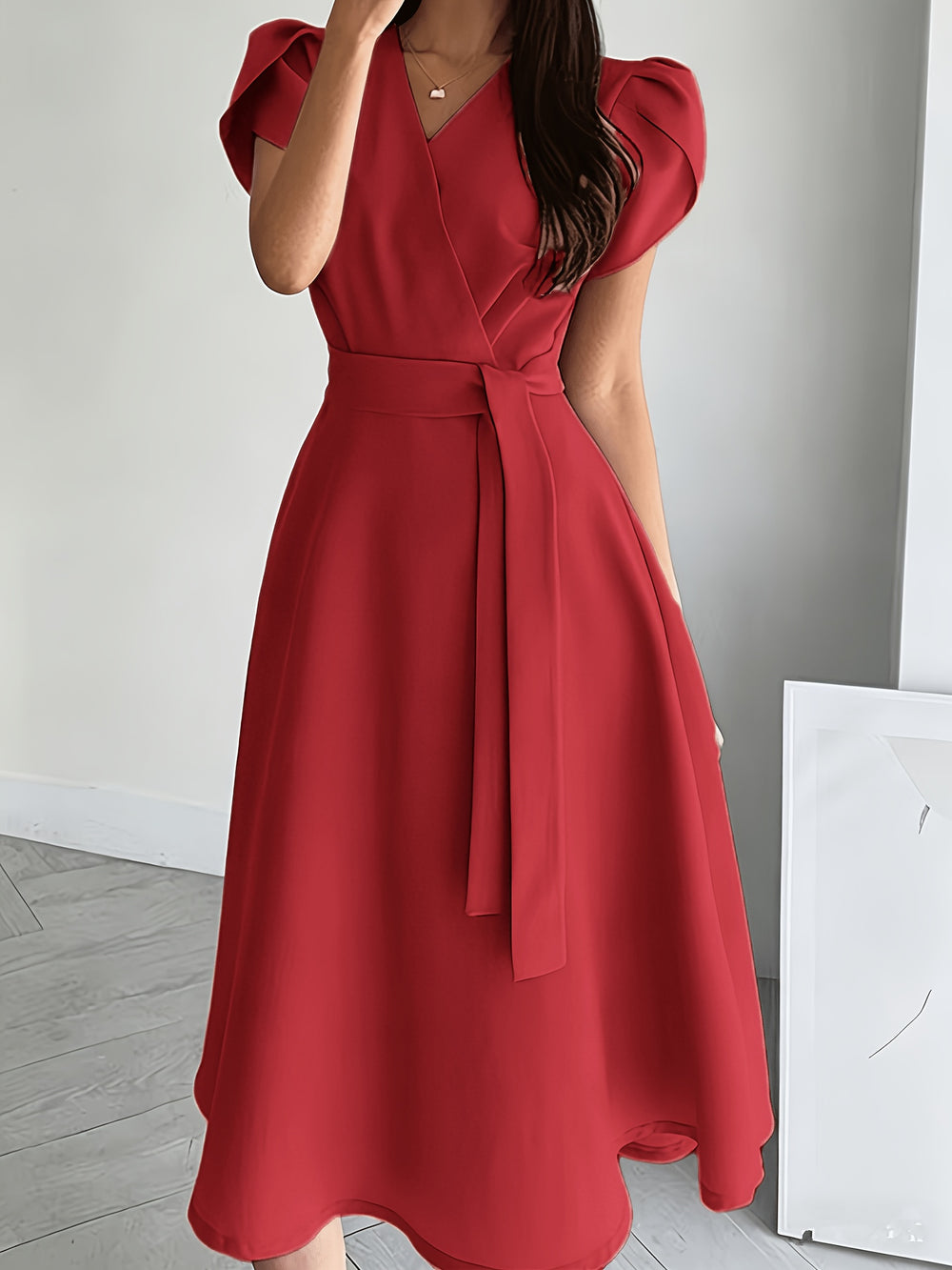 Women's Puff Sleeve Midi Dress