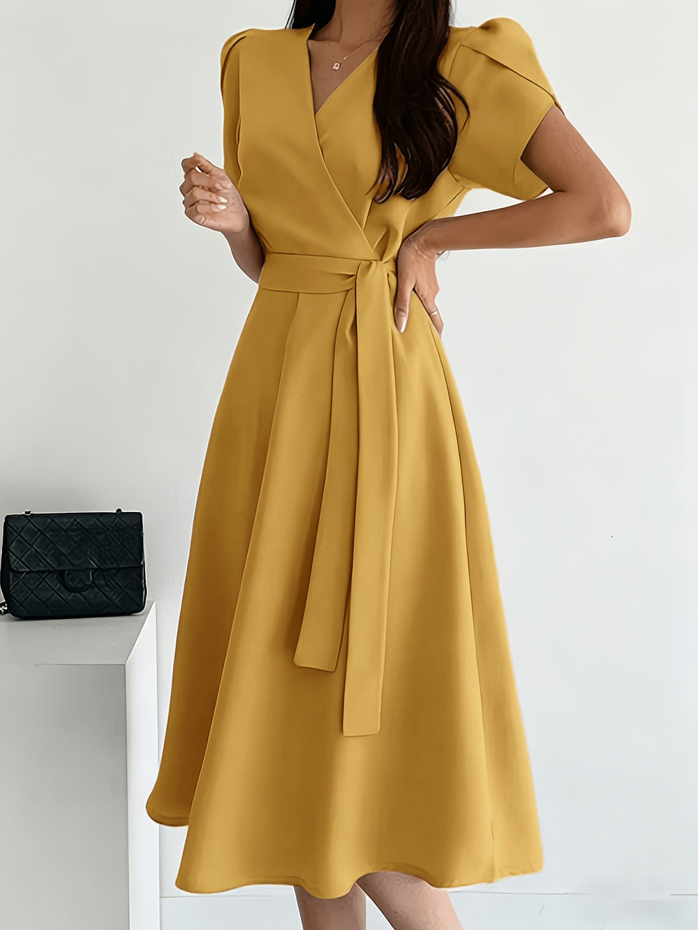 Women's Puff Sleeve Midi Dress