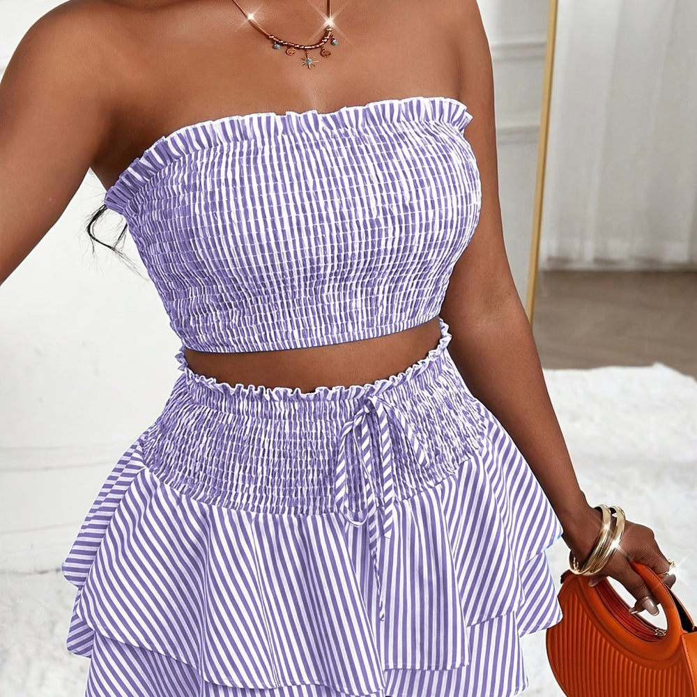 Striped Camisole & Skirt Set