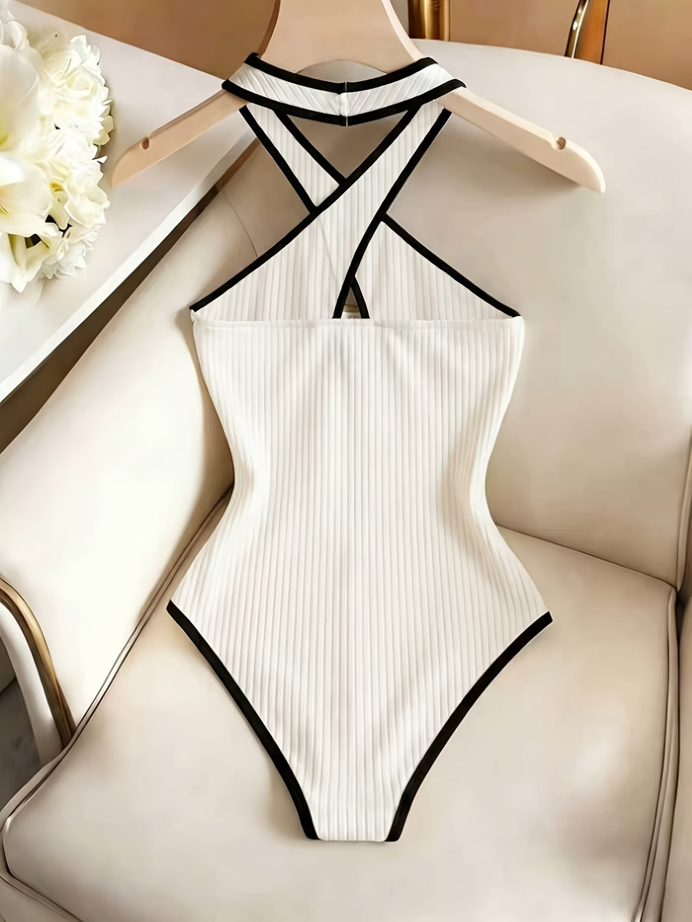 Criss-Cross Cutout Bodysuit
