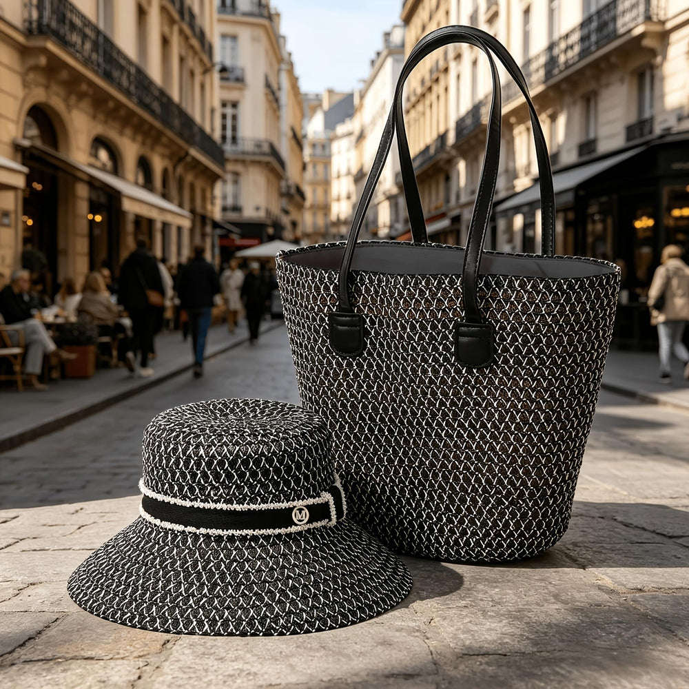 Straw Tote Bag & Sun Hat Set