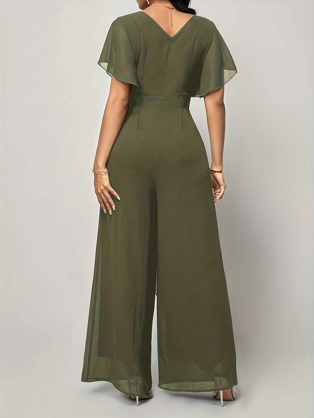 Butterfly Sleeve Tie-Front Jumpsuit
