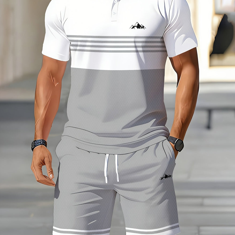 Men's Digital Print Polo Set