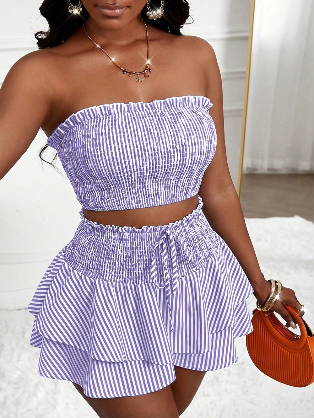 Striped Camisole & Skirt Set