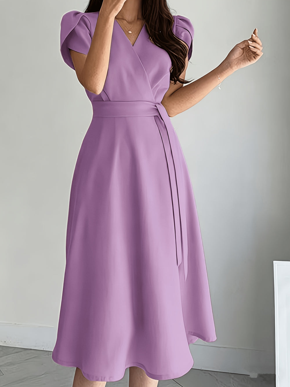 Women's Puff Sleeve Midi Dress