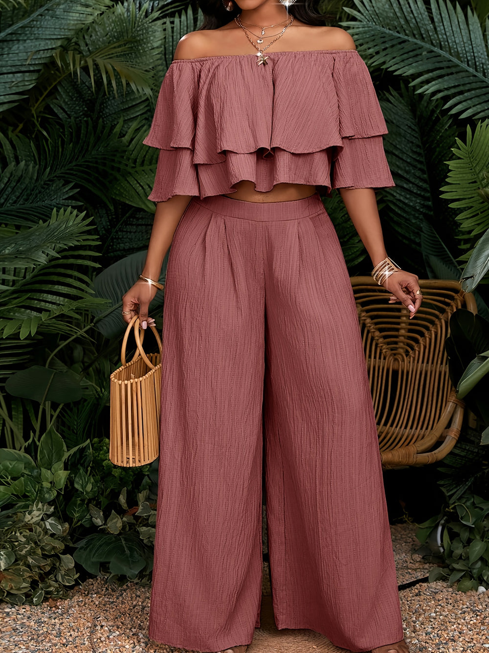 Short-Sleeve Top & Long Pants Set