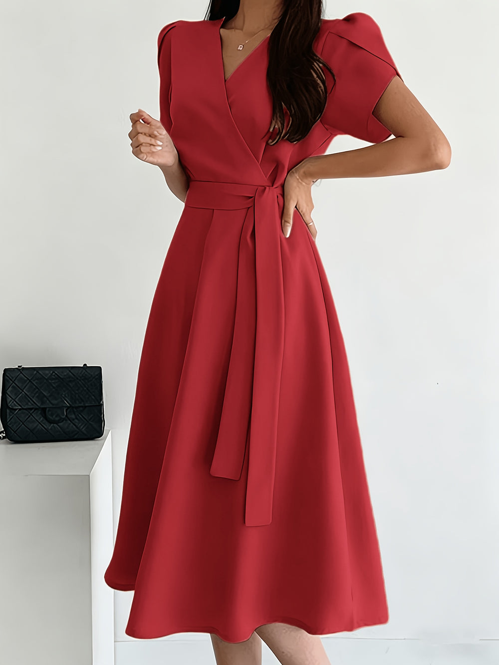 Women's Puff Sleeve Midi Dress