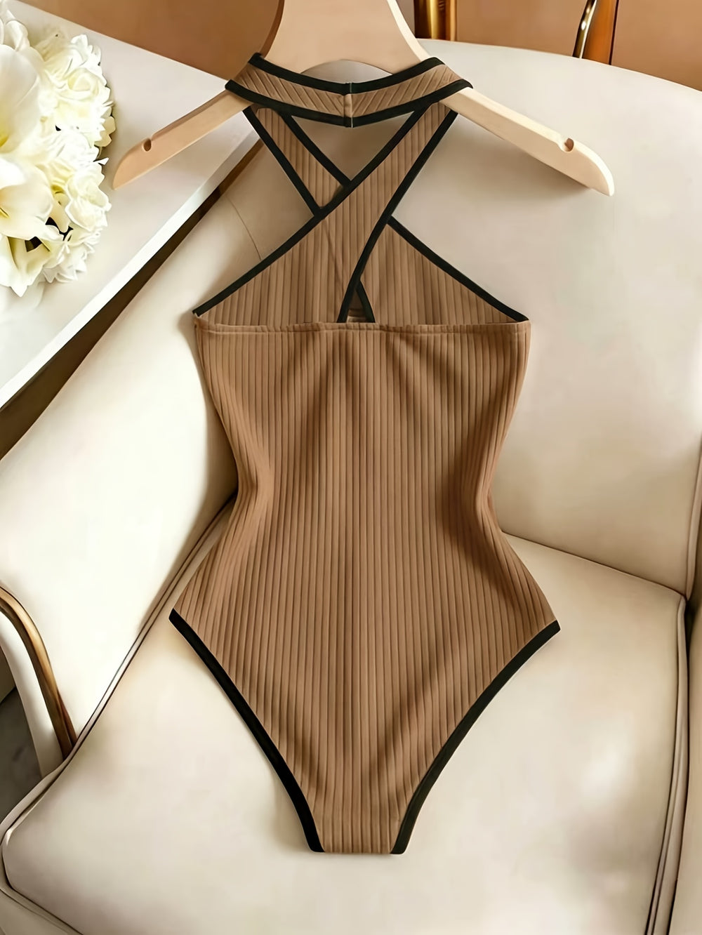 Criss-Cross Cutout Bodysuit