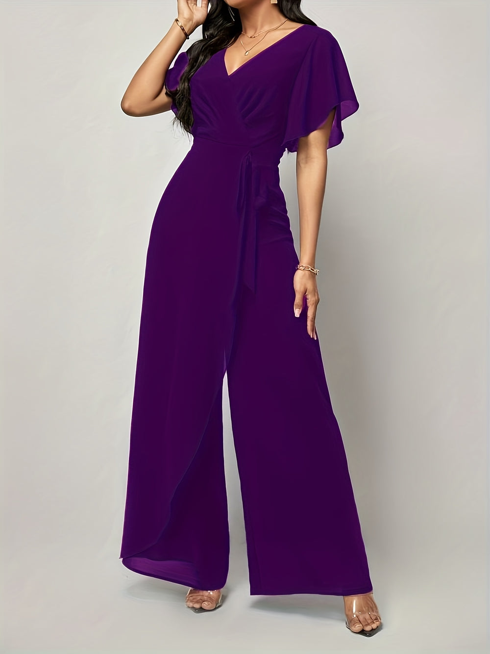 Butterfly Sleeve Tie-Front Jumpsuit