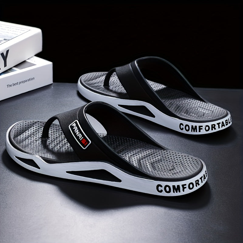 Men'S Summer Flip-Flops, Comfortable Home Slippers, Casual Flat