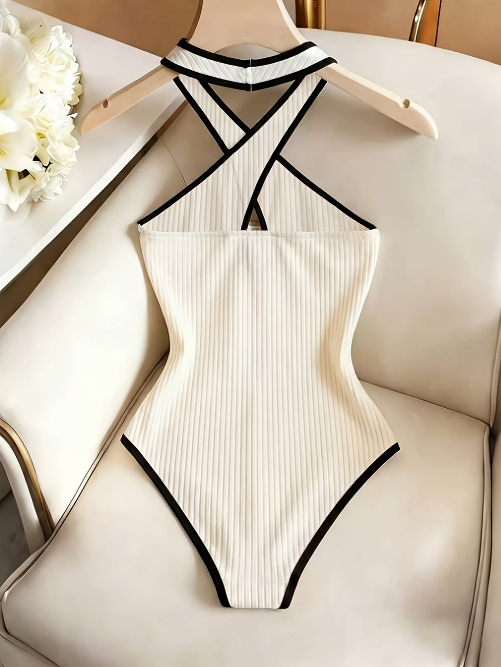 Criss-Cross Cutout Bodysuit