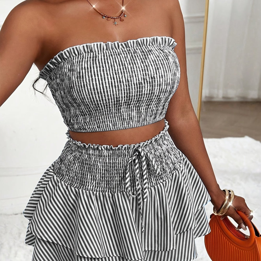 Striped Camisole & Skirt Set