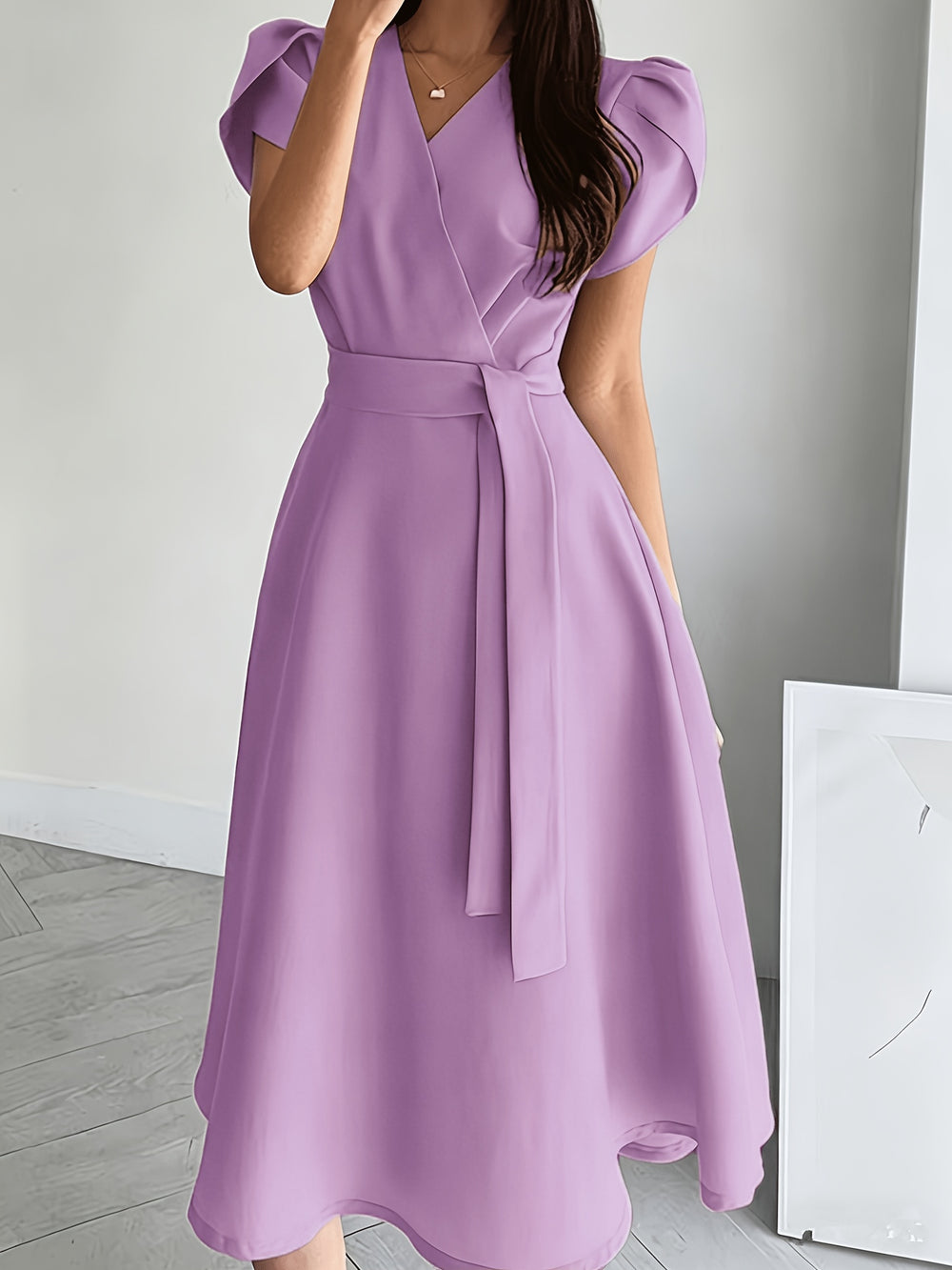 Women's Puff Sleeve Midi Dress