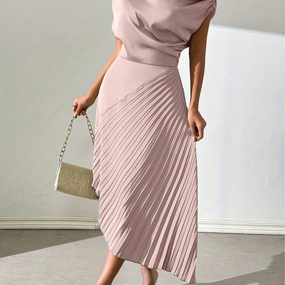 Asymmetrical Pleated Foil Dress