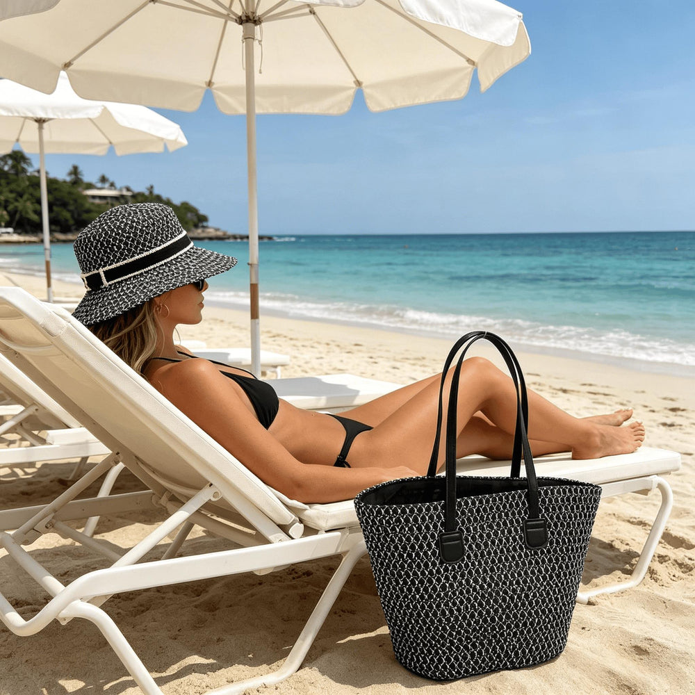 Straw Tote Bag & Sun Hat Set
