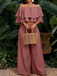 Short-Sleeve Top & Long Pants Set