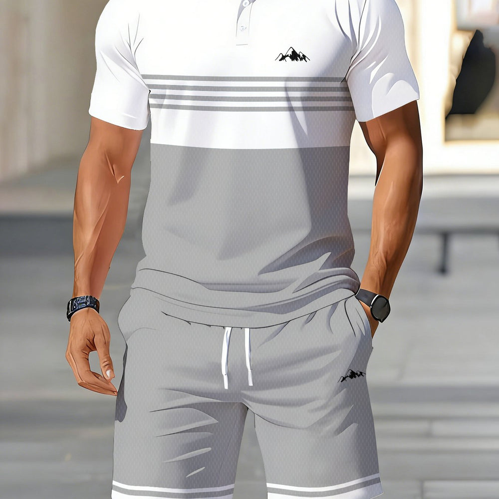 Men's Digital Print Polo Set