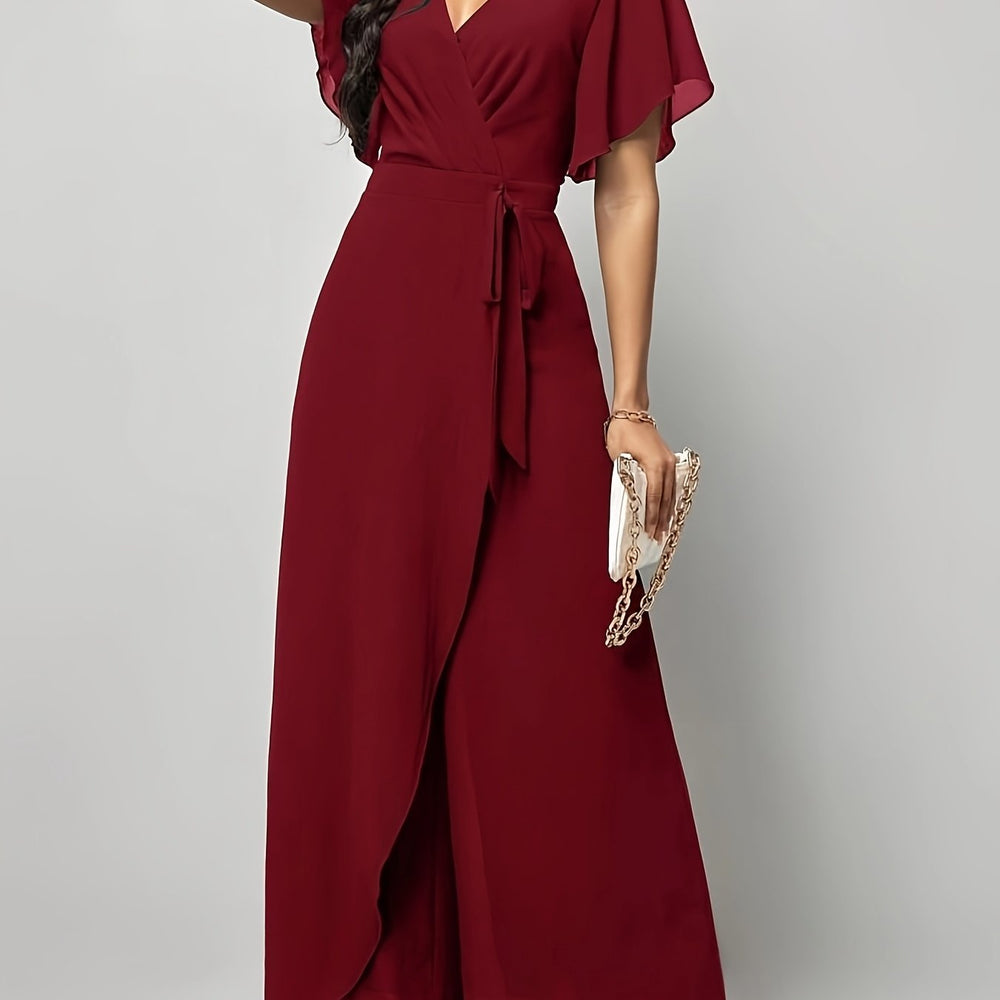 Butterfly Sleeve Tie-Front Jumpsuit