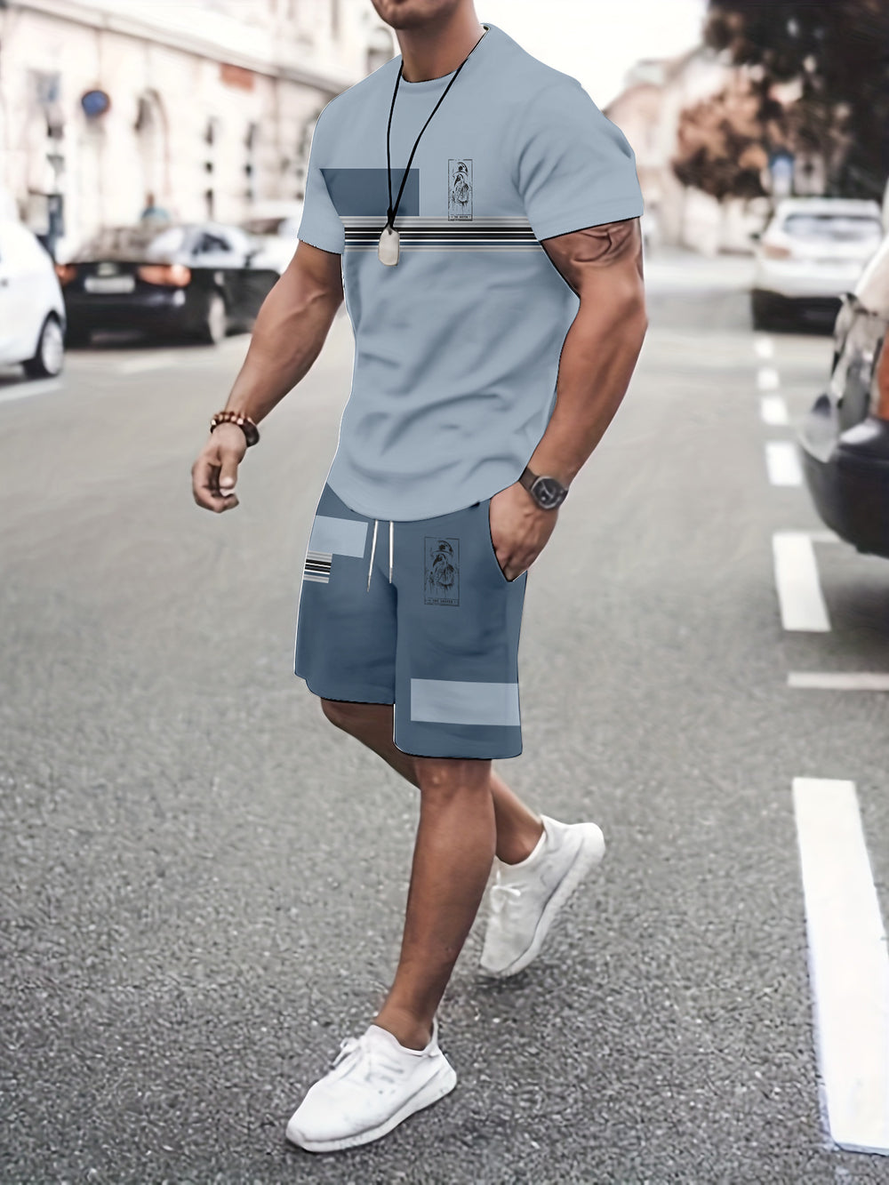 Men's Color-Block Two-Piece Suit