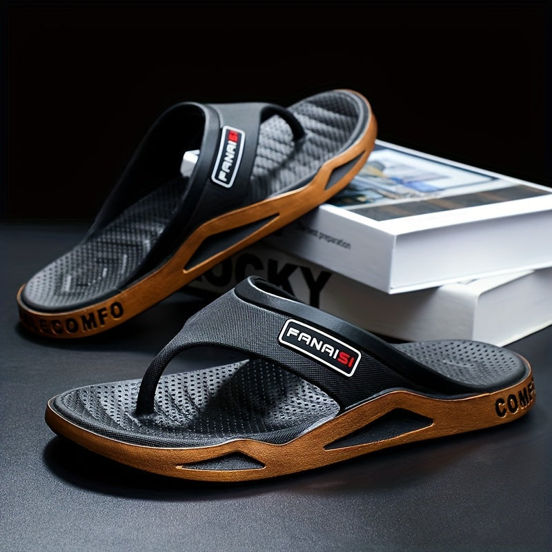 Men'S Summer Flip-Flops, Comfortable Home Slippers, Casual Flat