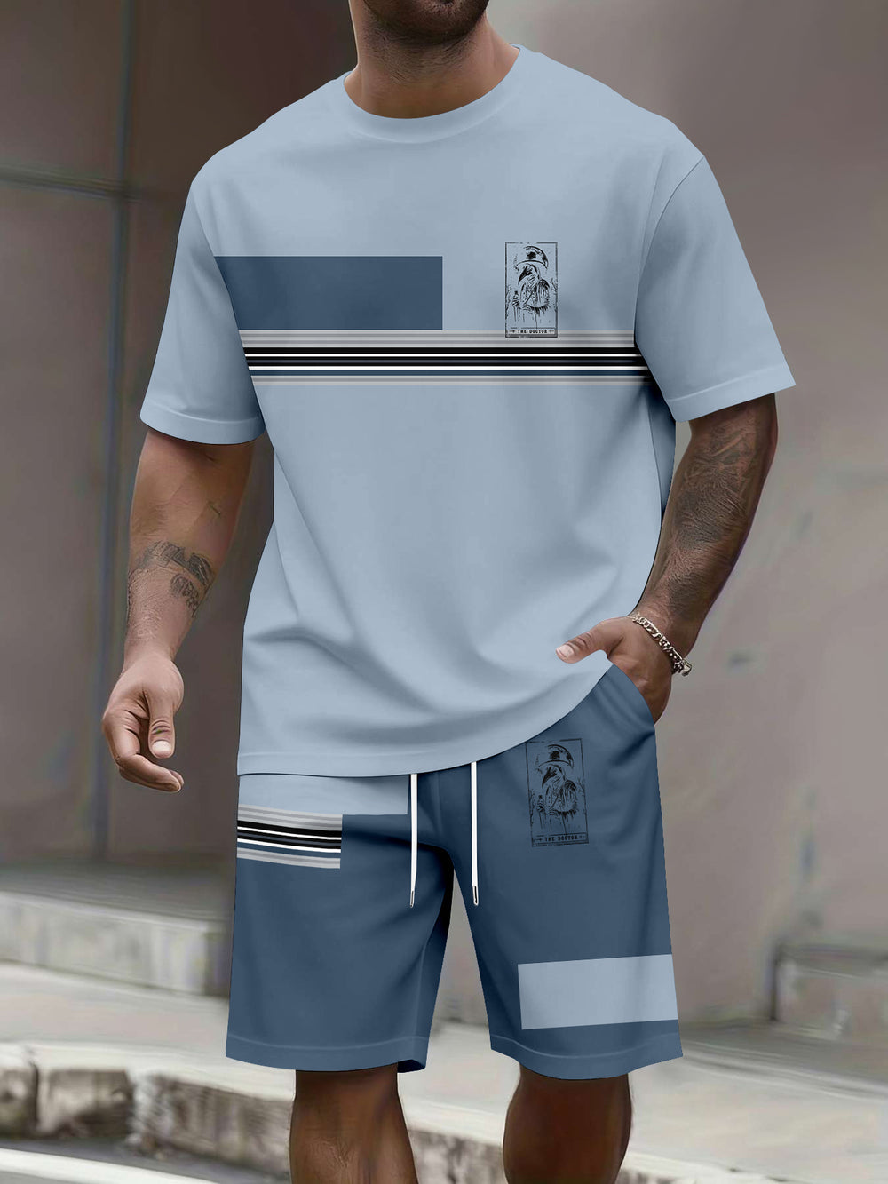 Men's Color-Block Two-Piece Suit