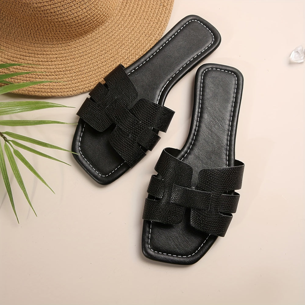 Embossed Flat Sandals
