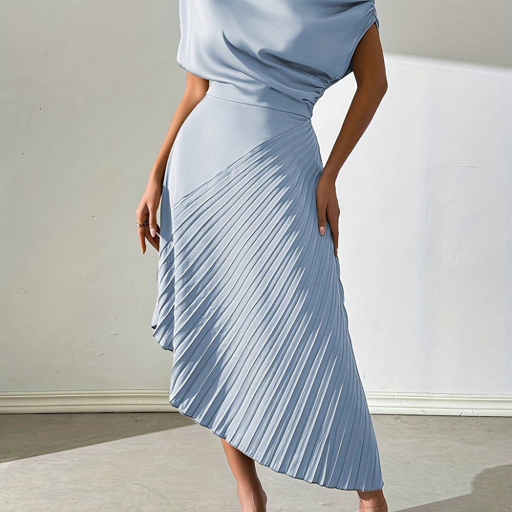 Asymmetrical Pleated Foil Dress