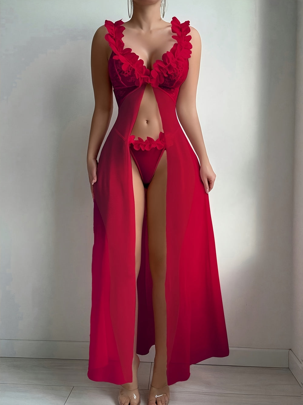 Women's Lace Suspender Dress Set