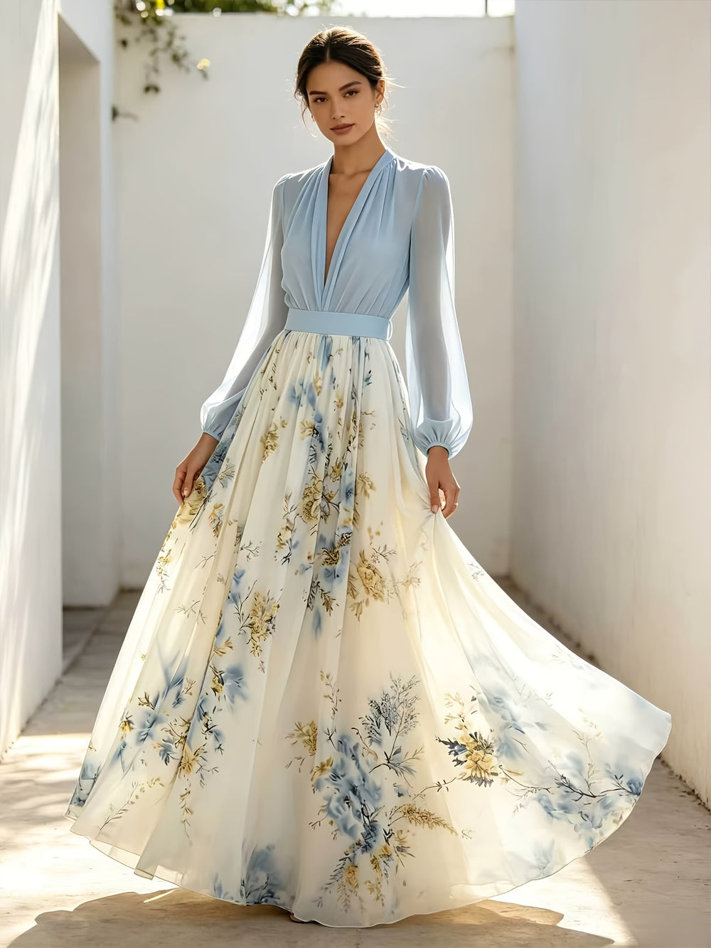 Boho V-Neck Floral Dress