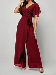 Butterfly Sleeve Tie-Front Jumpsuit