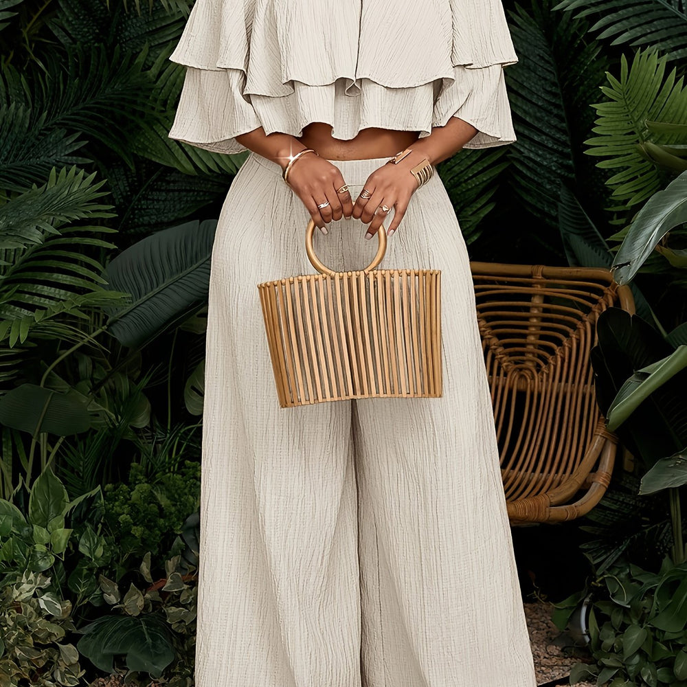Short-Sleeve Top & Long Pants Set