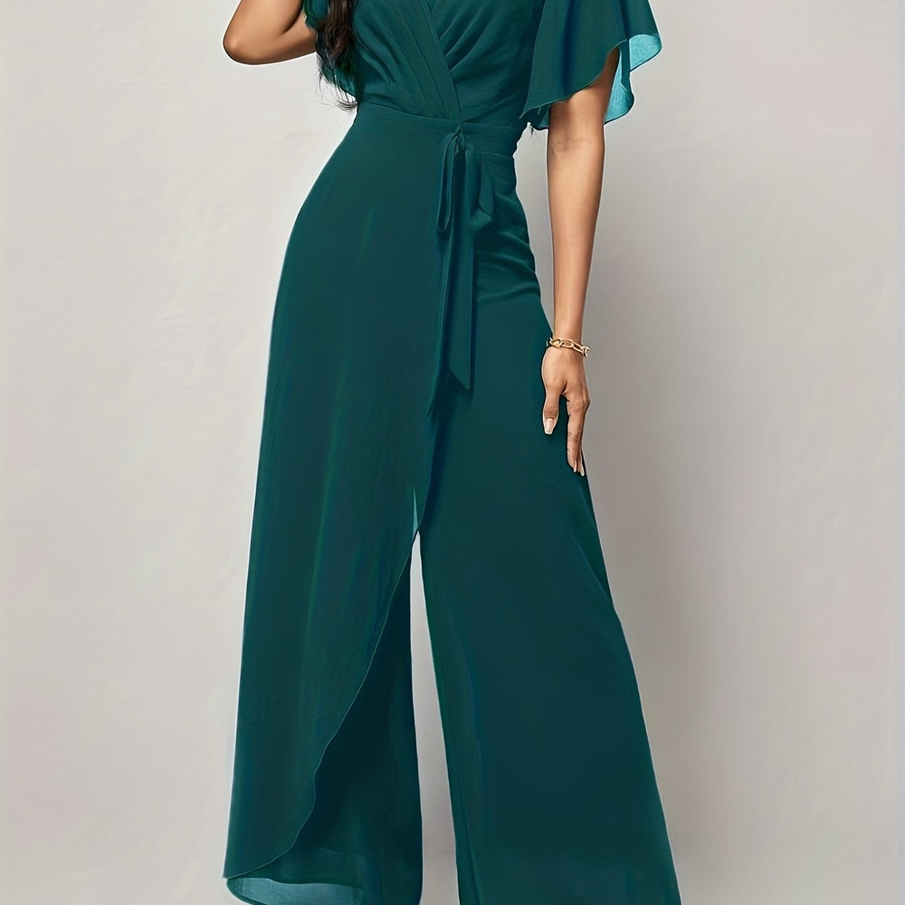 Butterfly Sleeve Tie-Front Jumpsuit