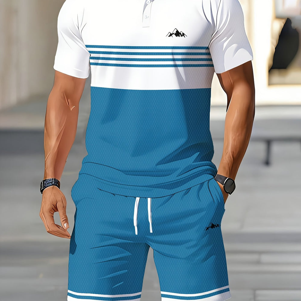 Men's Digital Print Polo Set
