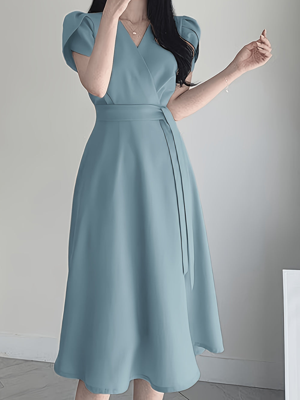 Women's Puff Sleeve Midi Dress