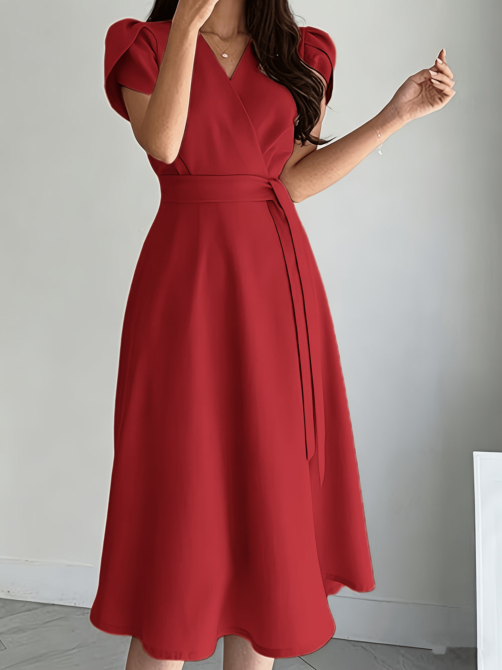 Women's Puff Sleeve Midi Dress