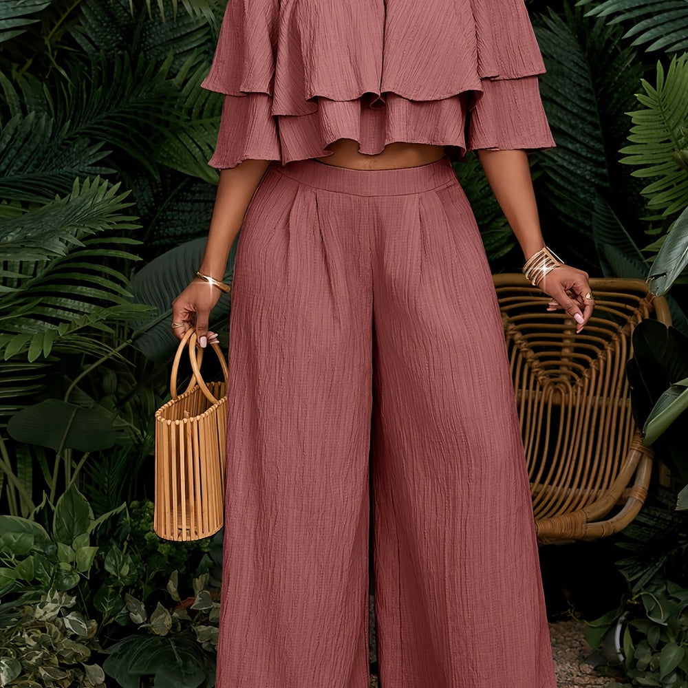 Short-Sleeve Top & Long Pants Set