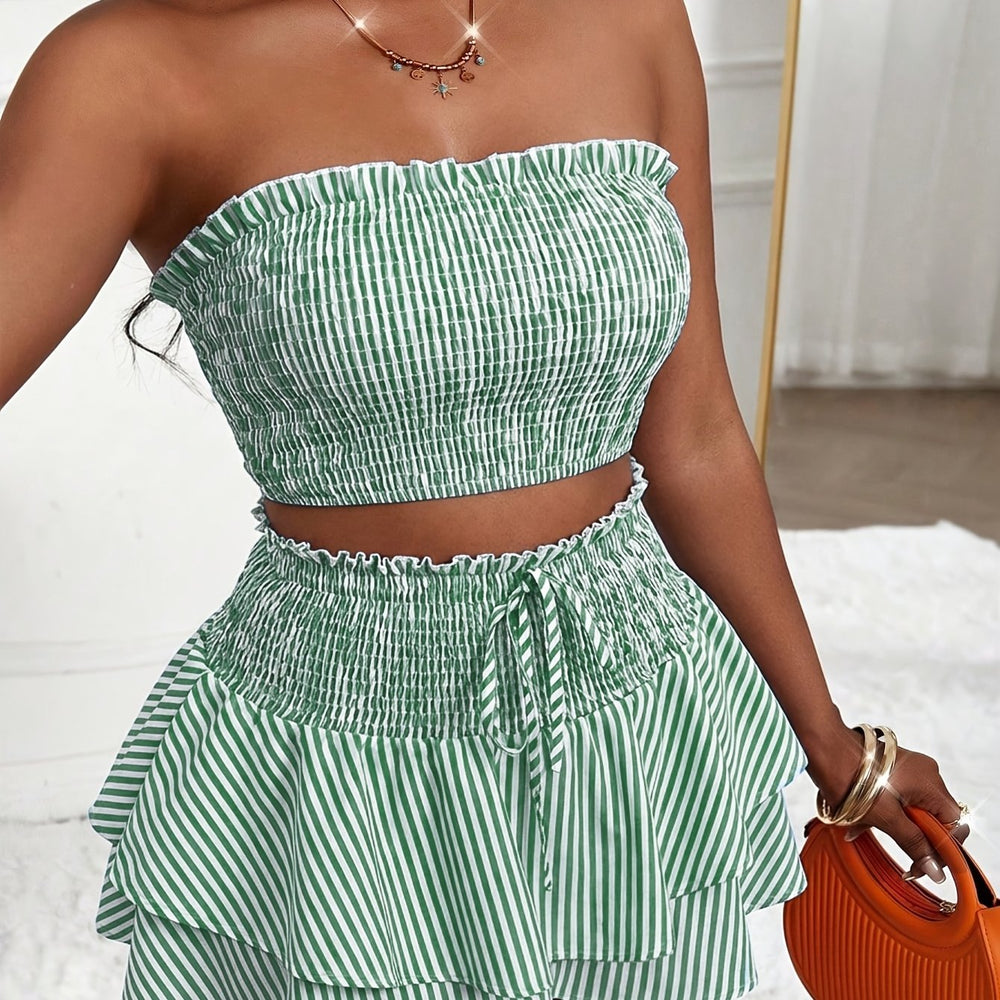Striped Camisole & Skirt Set