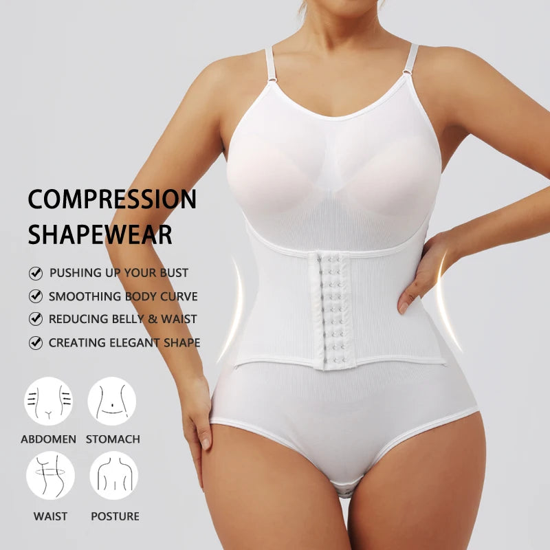 Seamless Shapewear Bodysuit Double Breasted Tummy Control Full Body Shaper Women Slim Underwear Jumpsuit Waist Shaper Bodysuit