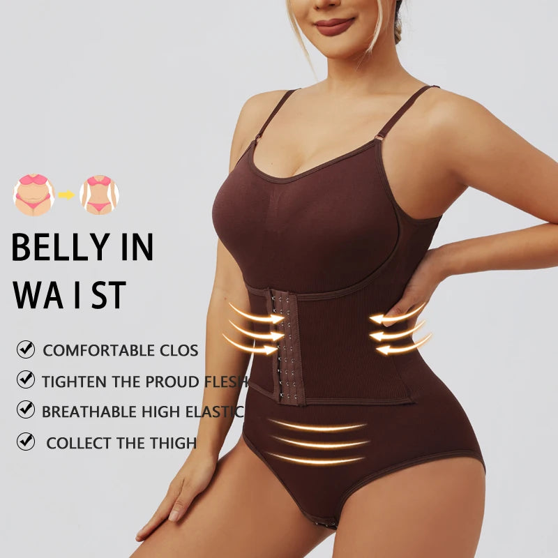 Seamless Shapewear Bodysuit Double Breasted Tummy Control Full Body Shaper Women Slim Underwear Jumpsuit Waist Shaper Bodysuit