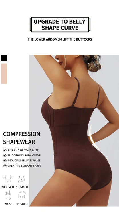Seamless Shapewear Bodysuit Double Breasted Tummy Control Full Body Shaper Women Slim Underwear Jumpsuit Waist Shaper Bodysuit
