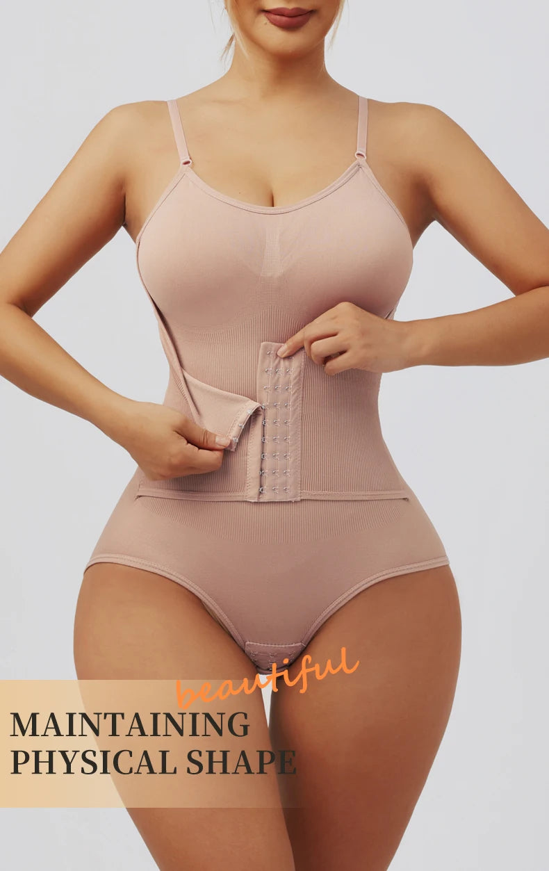 Seamless Shapewear Bodysuit Double Breasted Tummy Control Full Body Shaper Women Slim Underwear Jumpsuit Waist Shaper Bodysuit
