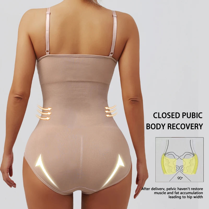 Seamless Shapewear Bodysuit Double Breasted Tummy Control Full Body Shaper Women Slim Underwear Jumpsuit Waist Shaper Bodysuit